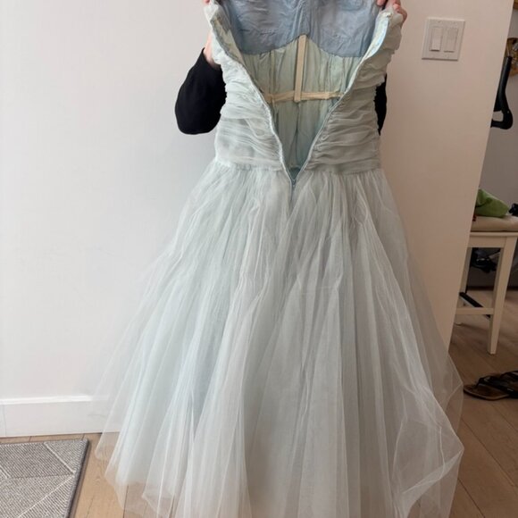 Stunning 50s Vintage Sea Foam Blue Tulle Dress - Picture 12 of 12